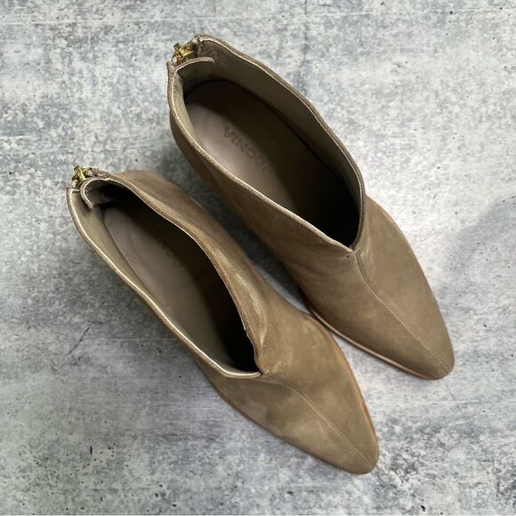 Vince Havana Light Tan Notched Suede Booties 8 - Picture 2 of 8